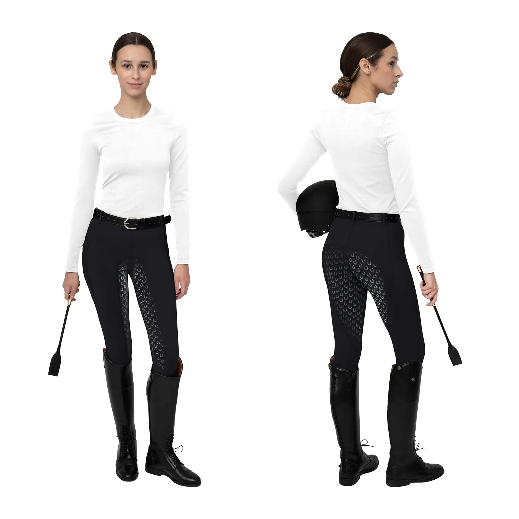Women's Horse Riding Pants with Zipper Pockets Equestrian Horse Back Rider Breeches Silicone Schooling Tights Outdoor Sportswear