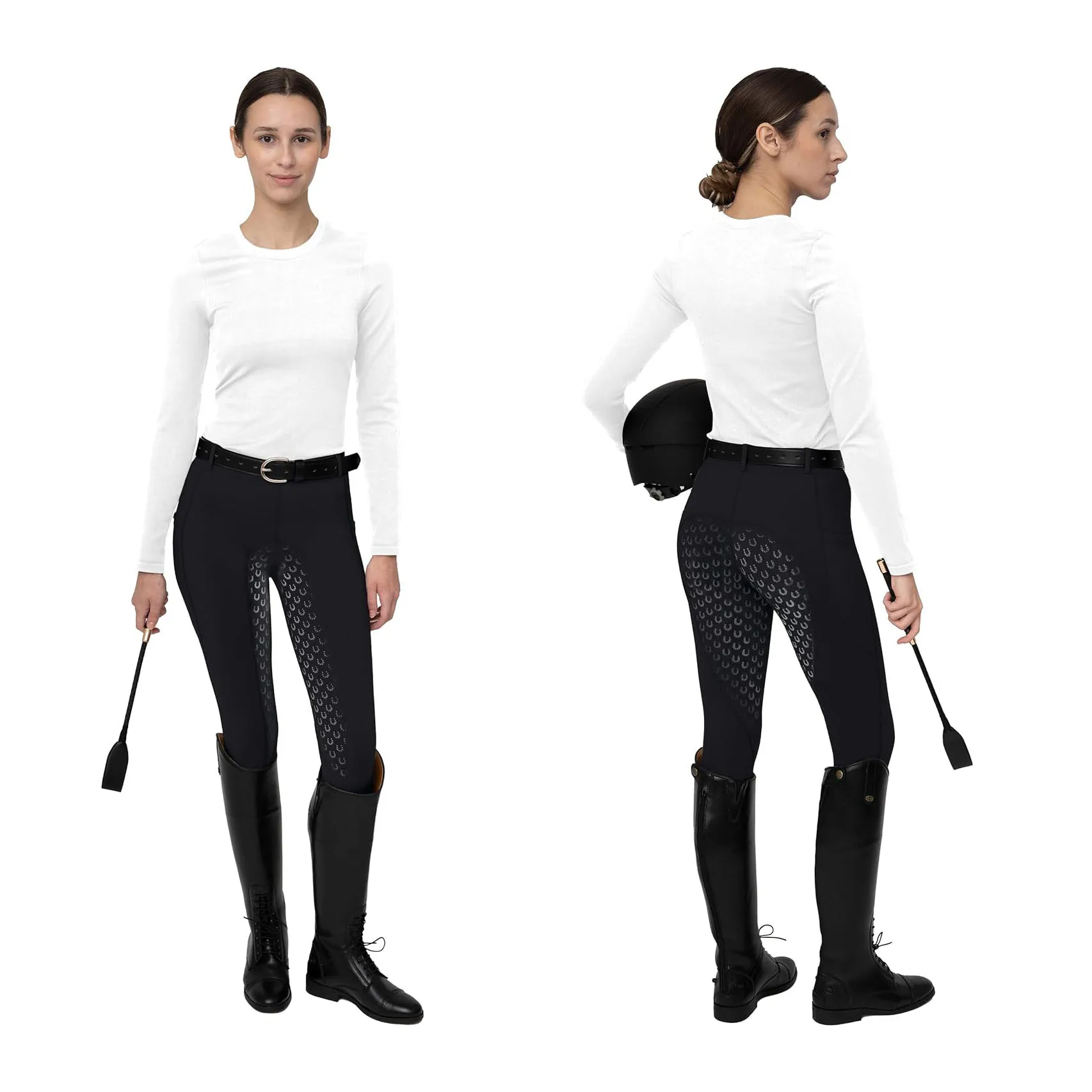 Women's Horse Riding Pants with Zipper Pockets Equestrian Horse Back Rider Breeches Silicone Schooling Tights Outdoor Sportswear 2