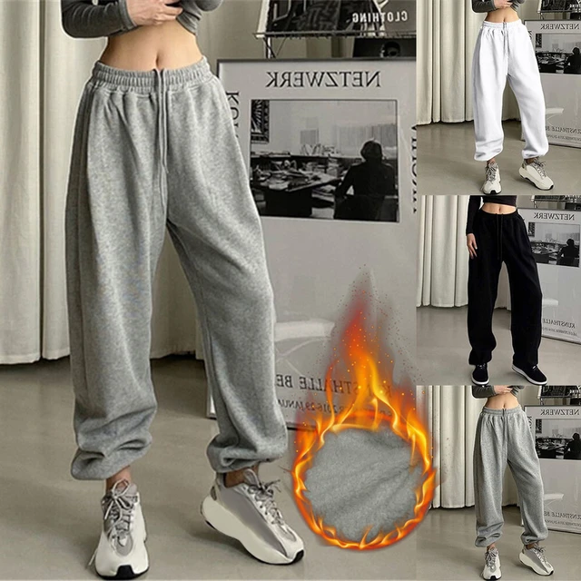 Fongt White Sweatpants Joggers Women Wide Leg Baggy Pants Harajuku Korean  Style Black Trousers Female Jogging Casual Oversized Black-M