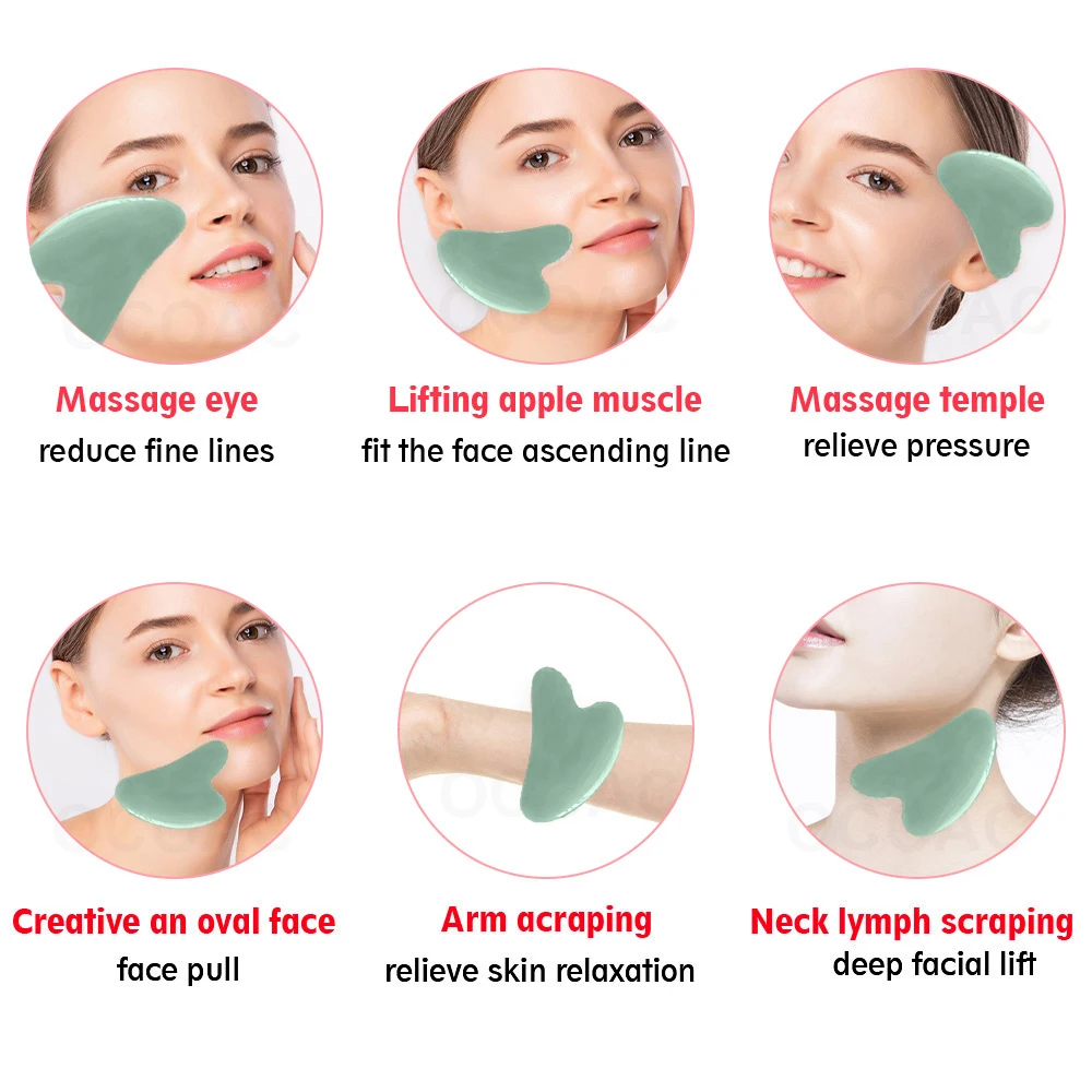 Masajeador de SPA Facial de resina, tablero Gua Sha, cuidado de la
