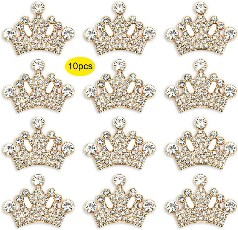 10pcs Crown Jewelry Embellishment for DIY Handmade Hair Accessories Sneakers Clothes Party Decor Rhinestone Alloy Appliques simulation stones decor accessories resin jewelry accessories metal crafts embellishments resin embellishments