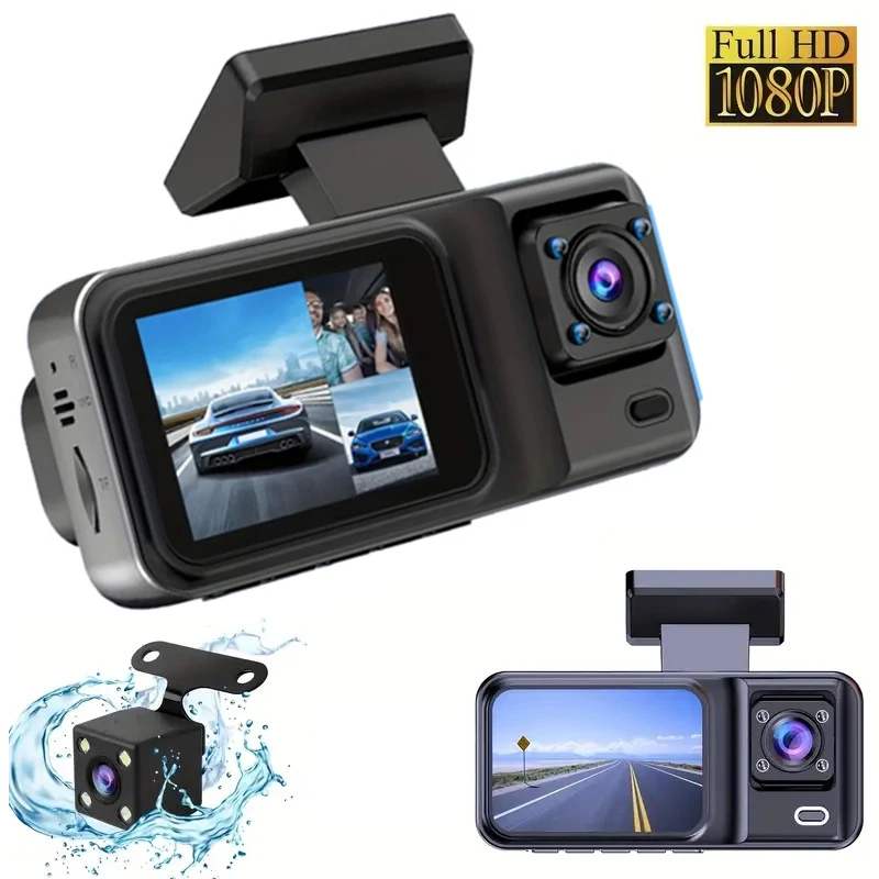 Car Camera 3 Channel Dash Cam 1080P HD Video Recorder Vehicle Rear View Camera Car DVR Parking Monitor Car Accessories