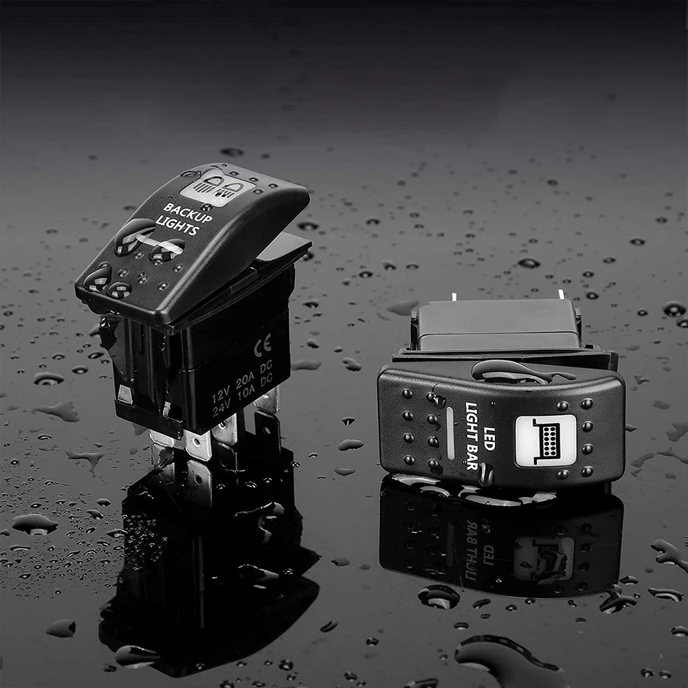 LED Light Bar Rocker Switch Waterproof Switch Car Lights Toggle Dual LED ON/Off Switch LED Lamp Buttons for ATV UTV Car Truck RV