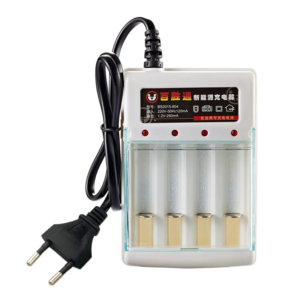 AA AAA Battery Charger 220V Ni-Cd 4 Slots Rechargeable Smart Charger US / EU Plug for 1.2V Battery Charging with Cover