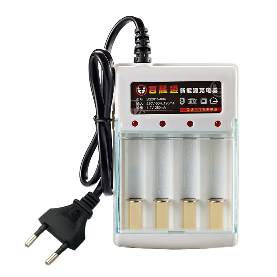AA AAA Battery Fast Charger 220V Ni-Cd 4 Slots Rechargeable Smart Charger US / EU Plug for 1.2V Battery Charging With Cover