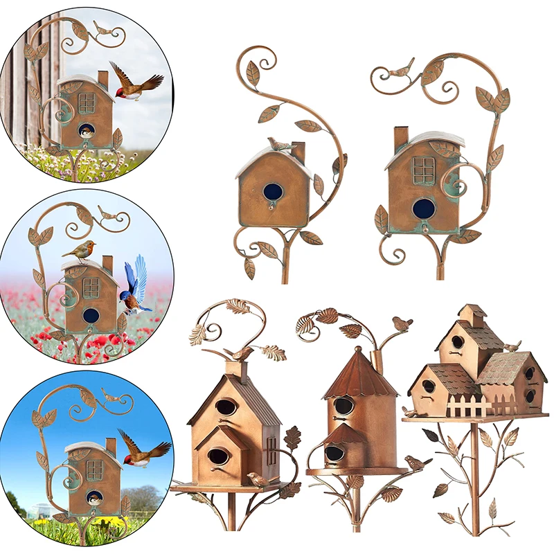 

1PC Exquisite Metal Bird House Bird Nest Garden Decoration Outdoor Birdhouse Bird Feeders Miniatures Home Ornaments Art Crafts