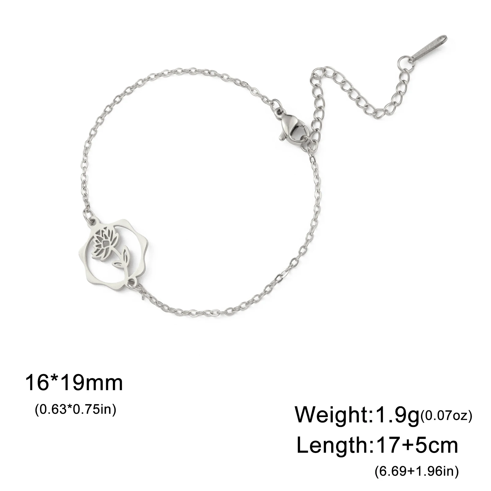 Unift Floral Birth Flower Charm Bracelet - Stainless Steel Cosmos & Poppy Design, Trendy Minimalist Jewelry