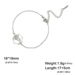 Unift Floral Birth Flower Charm Bracelet - Stainless Steel Cosmos & Poppy Design, Trendy Minimalist Jewelry (July Water lily - S)