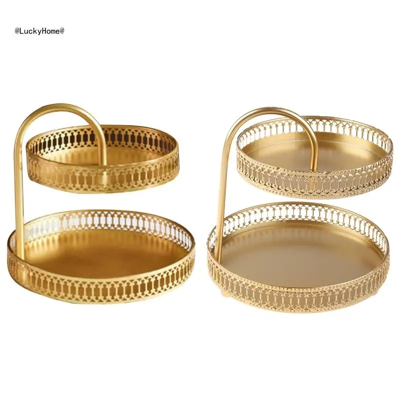 Nordic Double Layer Fruit Plate Cosmetics Storage Tray Jewelry Earring 11UA