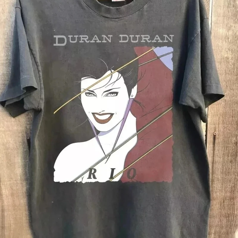 American Vintage Duran Duran Rio Vintage Shirt Grafik Anthrazit Unisex T-Shirt Sommer Neue Vintage Herren und Damen Streetwear