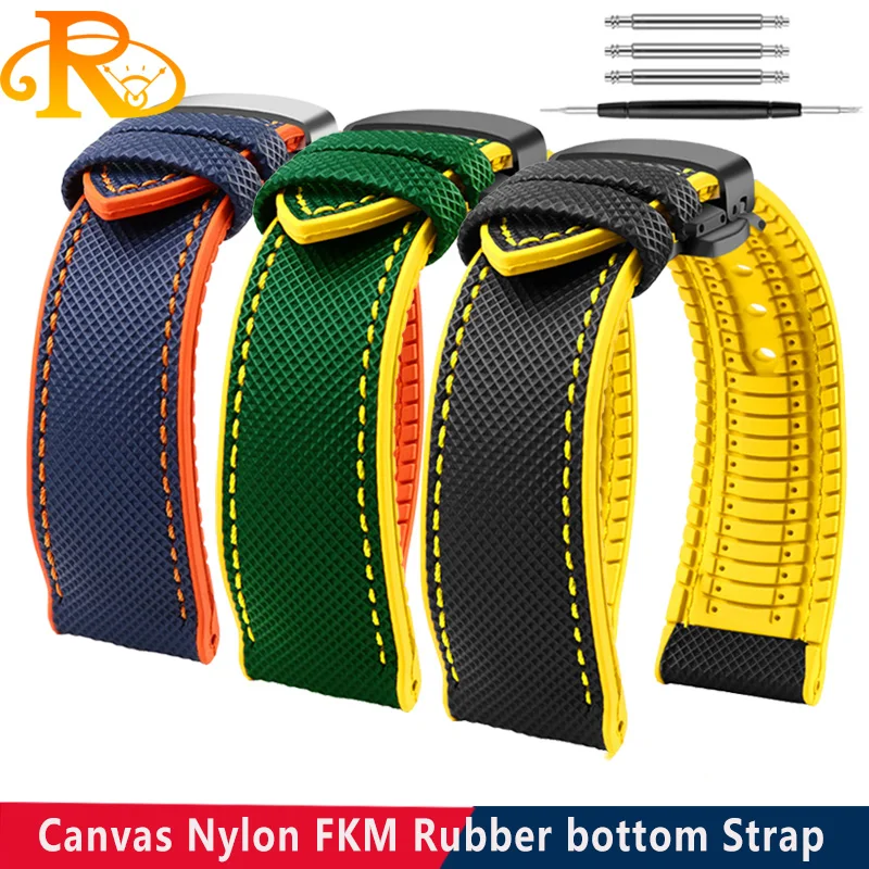 

Canvas Nylon Rubber Strap For IWC Longines Seiko Omega Avengers Series Watch accessories 20mm 22mm 23mm Waterproof Watchband Men