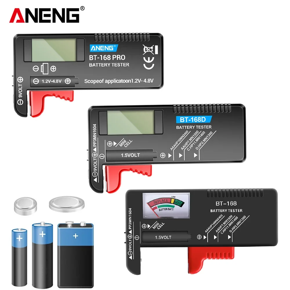 배터리 테스터 BT-168 PRO 포인터/디지털 디스플레이 배터리 체커 ANENG BT-168 /BT-168D 볼트 범용 AA AAA 9V 1.5V 테스트 도구