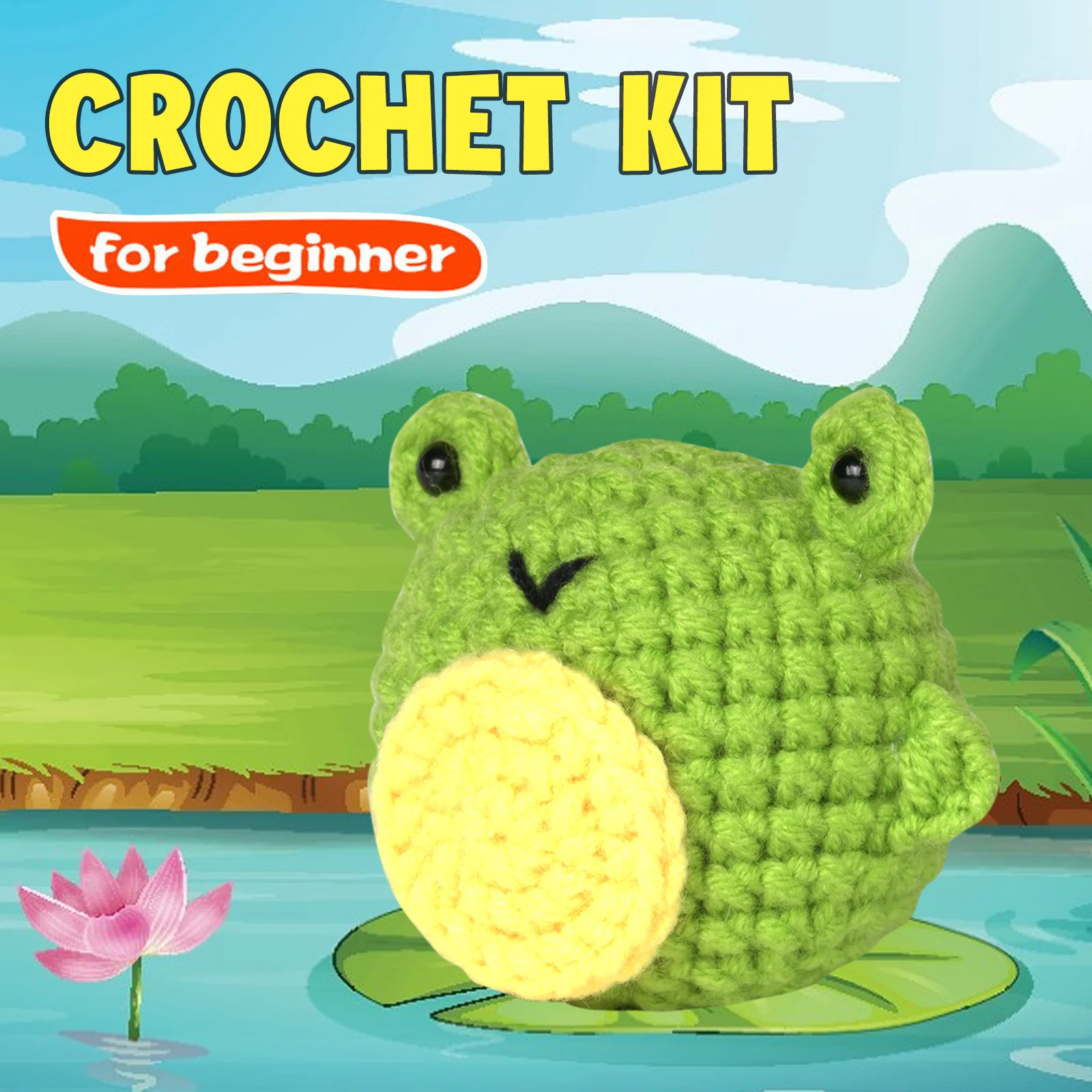 Set Beginner Crochet Starter Kit Handmade DIY Crochet Animal Kit Frog Penguin Crocheting Knitting for Adults And Kids