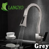 LANGYO ก๊อกน้ําอ่างล้างจานร้อนเย็น Mixer หมุนดึง Sprayer ก๊อกดาดฟ้าติดตั้งก๊อกน้ําทองเหลือง 4