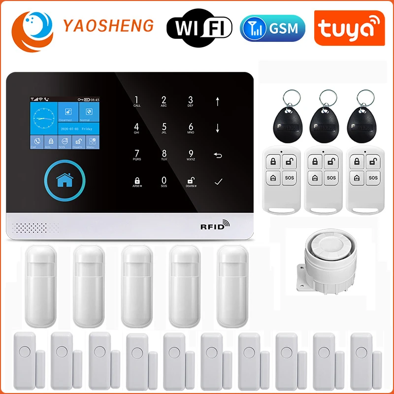 elderly emergency button Wireless WIFI GSM Home Security Alarm System For Tuya Smart Life APP With Motion Sensor Detector Compatible With Alexa & Google ring alarm pad