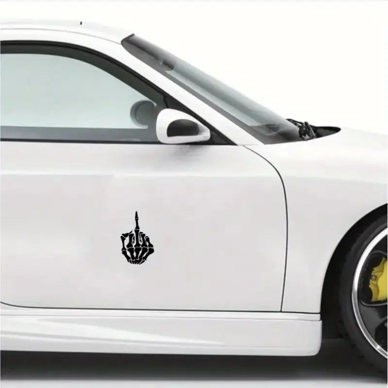 Skeleton Hand Skull Finger Sticker – Add a Touch of Humor to Your Car or Laptop