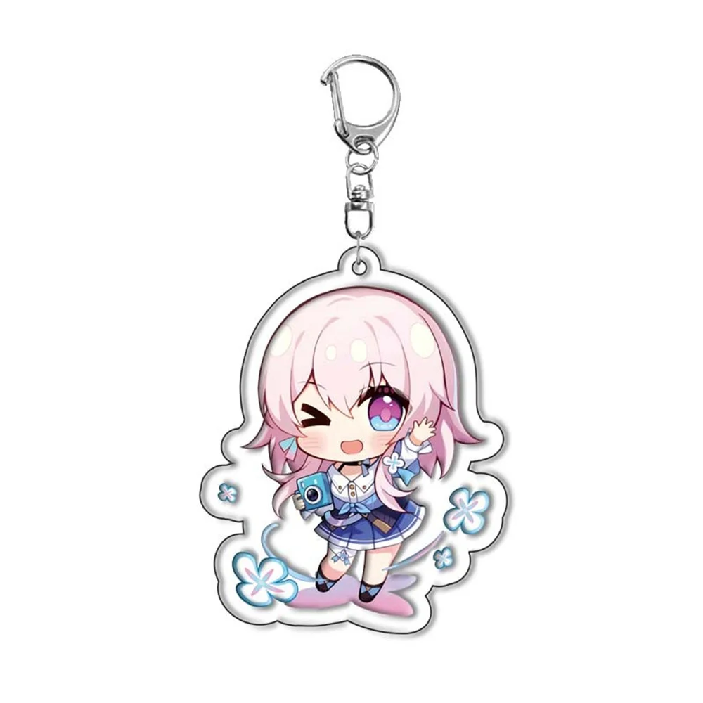 Hot anime honkai: star rail spiel q edition schlüssel bund niedlich sampo gepard dan heng q version drucken acryl anhänger schlüssel ring – Detail 11