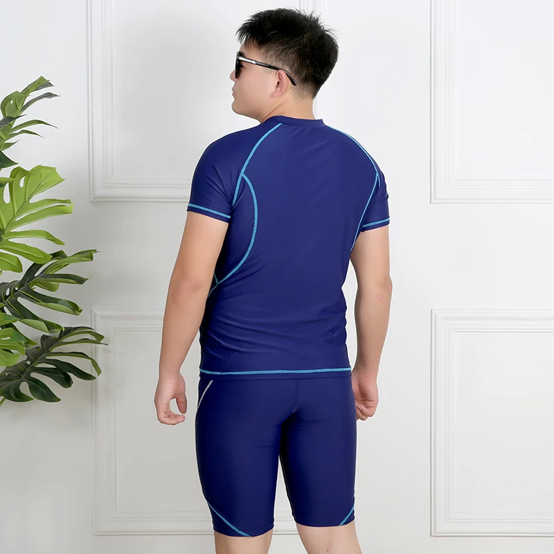 Men's Split Swimsuit Short-sleeved Beach Water Sports Snorkeling Swimming Surfing Suit Plus Size Sunscreen Quick-drying
