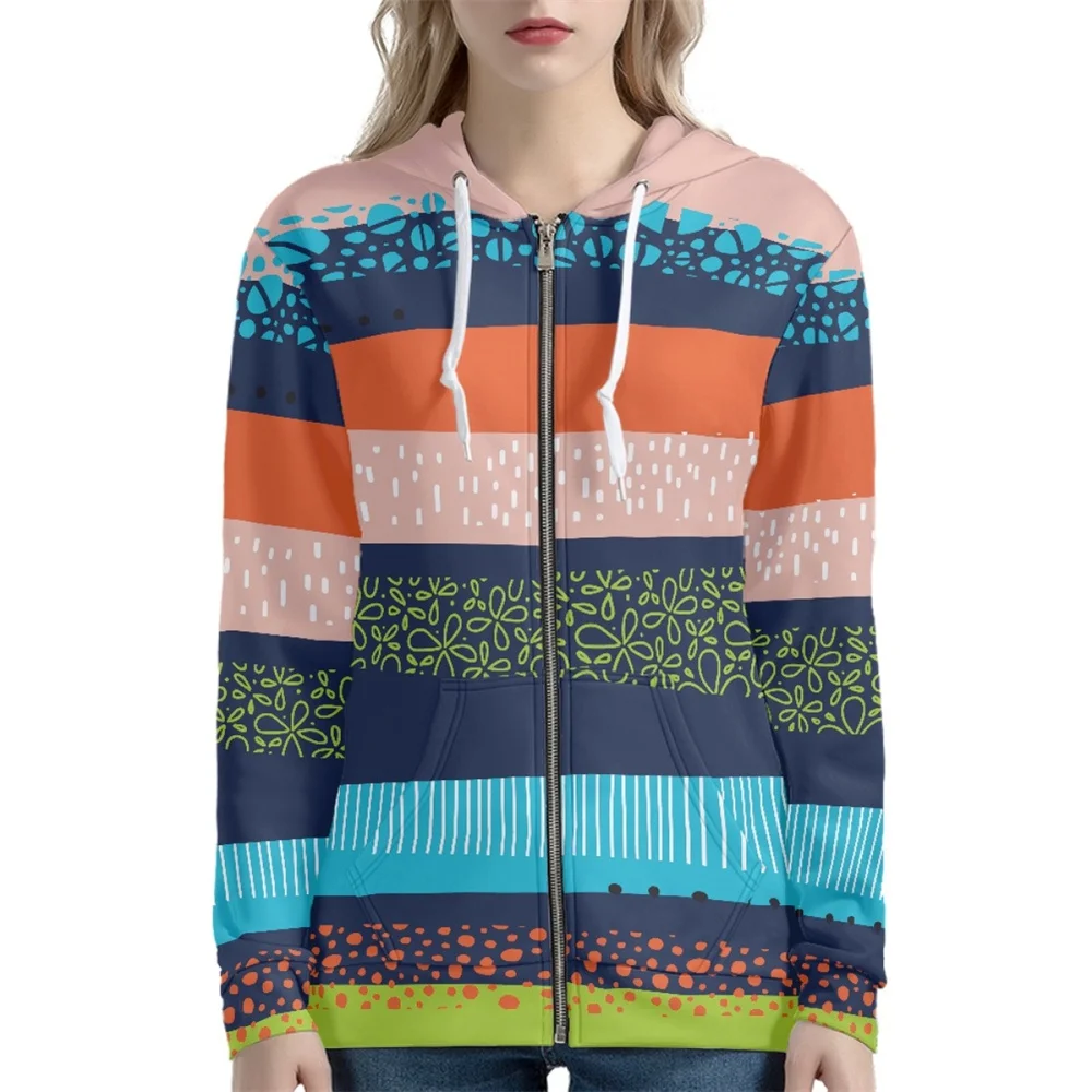 

Layered Color Abstract Geometric Gothic Custom Print On Demand New In Outerwear Clothing Thin Women's Zipper Hoodie Sweatshirt