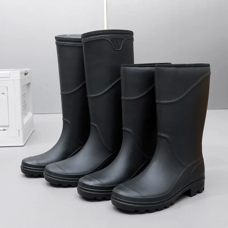 Men's Rain Boots Long Tube Non-Slip Shoes New Thickened Men's High Tube Waterproof Construction Site Shoes Fishing Room Ov