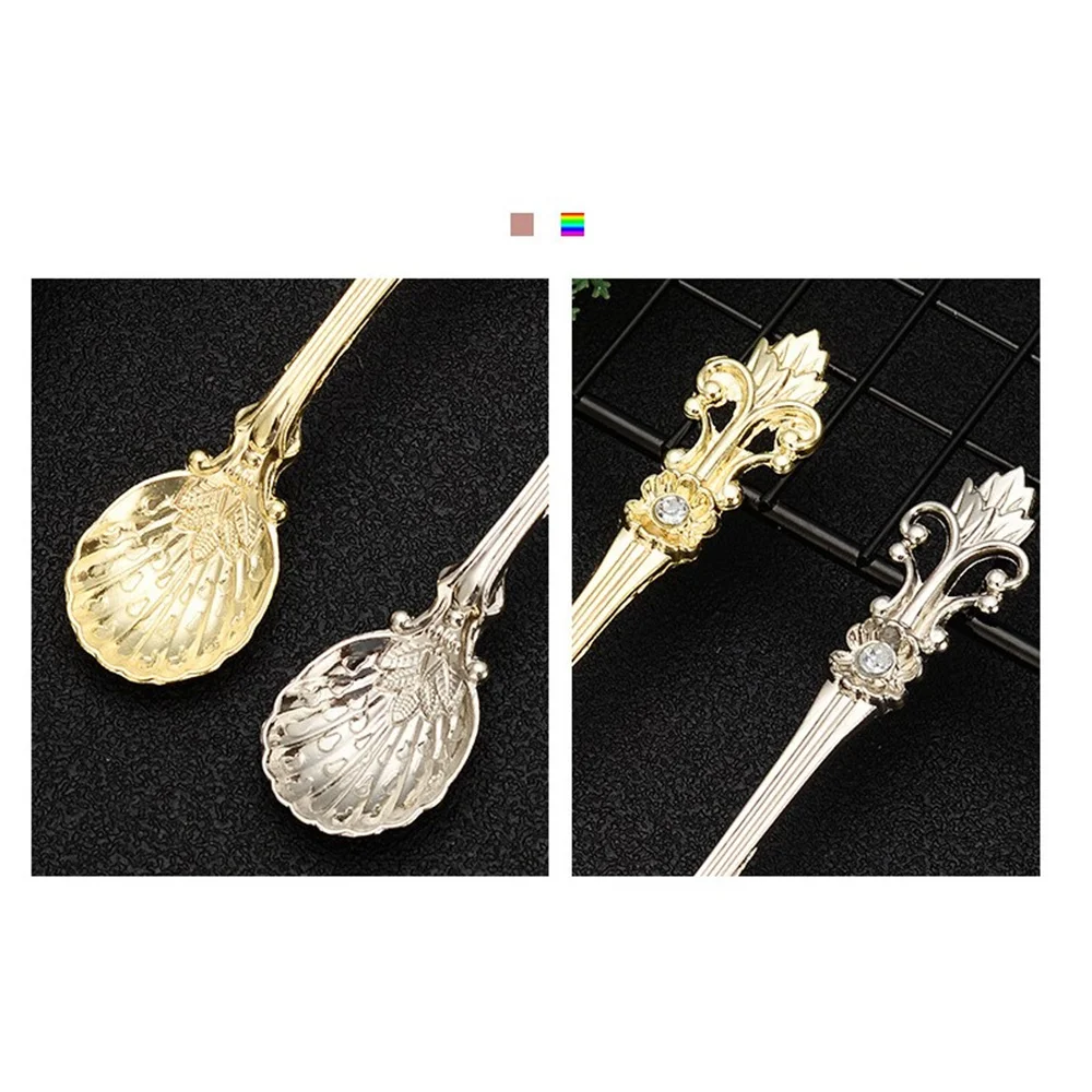 아이리스 아라비아 스타일 커피 간단한 내구성 가정용 숟가락 패션 빈티지 디저트 휴대용 주방 스테인레스 스틸 도구, 2 개 4 개