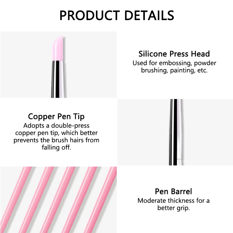 5Pcs/set Silicone Nail Brush UV Gel Polish Tip 3D Image DIY Dotting Polish Brushes Pen Professional DIY Manicure Tools 4