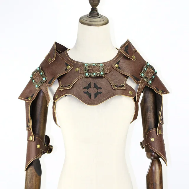 

Brown PU Leather Short Steampunk Jacket Women Cosplay Armor Vest Gothic Coat Punk Rock Costume Accessories Vintage Anime Props
