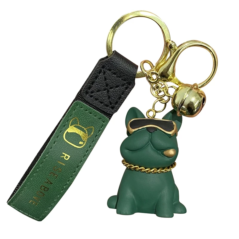 Lemeiyao Luxury Vintage Cute Puppy Car Keychain Leather Purse Pendant Handmade Bull Dog Key Chain Accessories Gift for Women Kids, Girl's, Size: Large