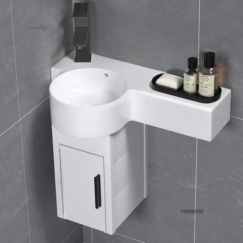 Bathroom Sink Ceramic Wash Basin Bathroom Fixture Simple Small Apartment Wall-mounted Narrow Side Home Mini Vessel Sink h