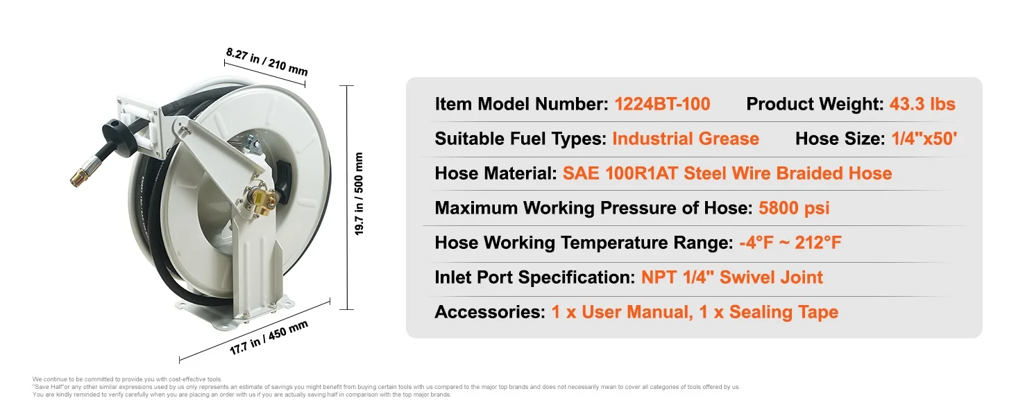 50ft hose size options