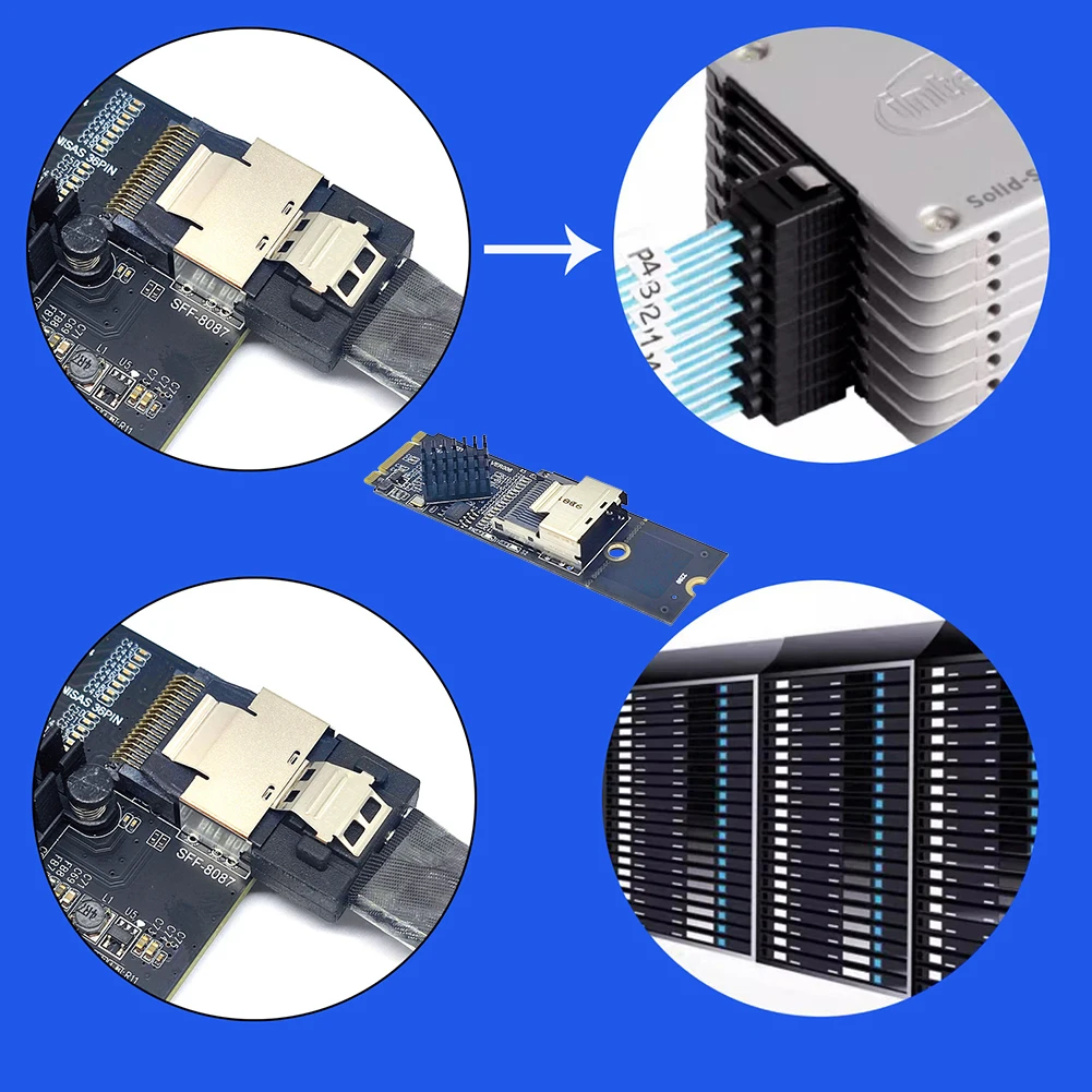 ̺  SFF-8087 Ȯ ī, M.2 NVME to Mini SAS HDD SSD SATA Ʈѷ, M.2 NVME SSD SFF8087 Ȯ 