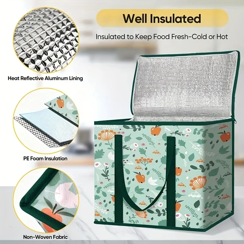 Large Reusable Grocery Tote Bag – Insulated Thermal Carrier Keeps Food and Drinks Hot o... - SKU RGTB1631 - UGI Packaging