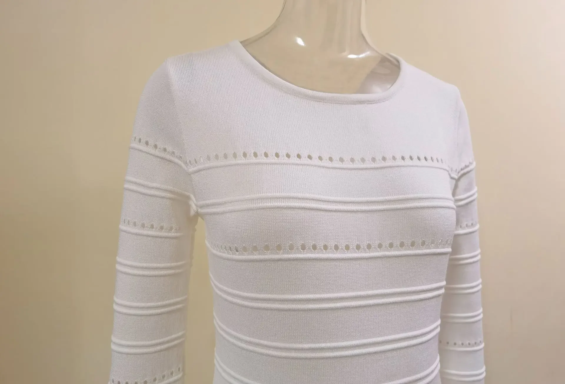 Striped Hollow Two-Wear Knitted Long Dress For Women Fashion Party Club Sweater Dress Vestido FemaleSlim Solid Outfits