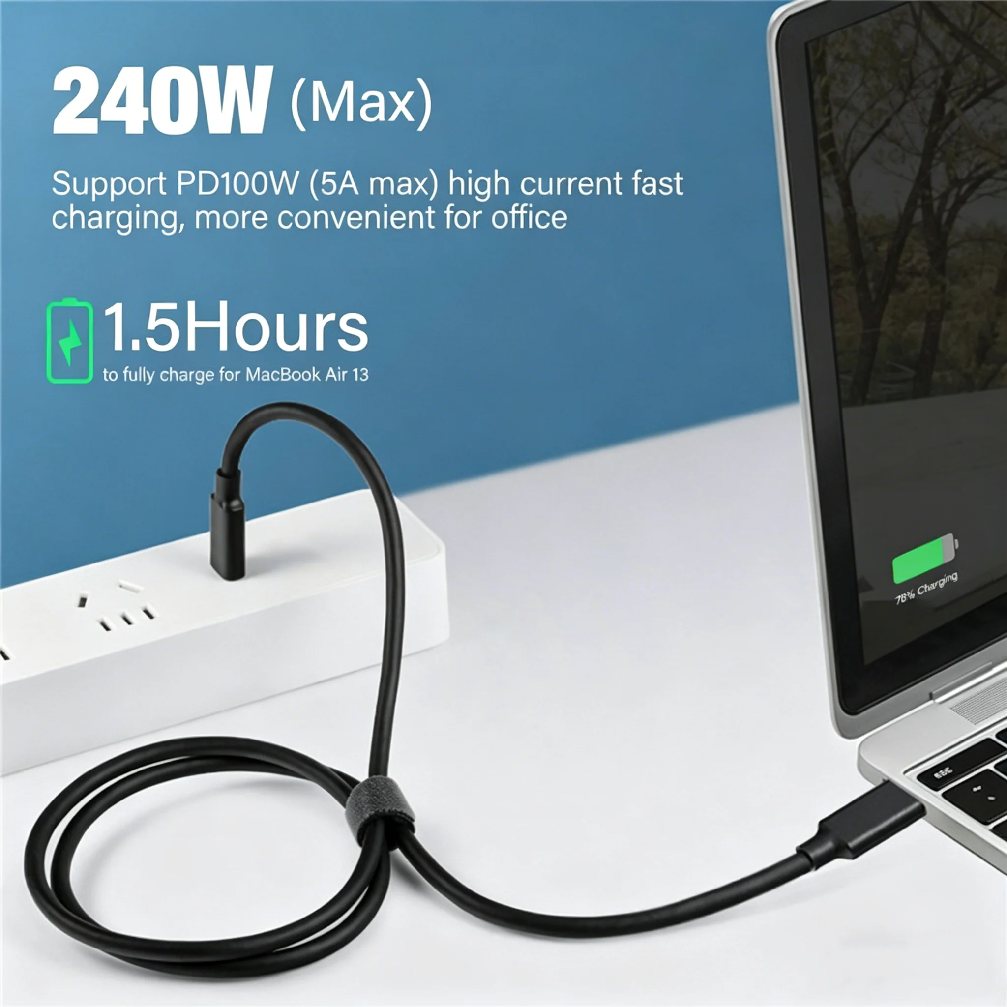 High-Speed USB-C to USB-C Cable with PD 100W Power Delivery - 20Gbps Data Transfer & 4K 60Hz Support