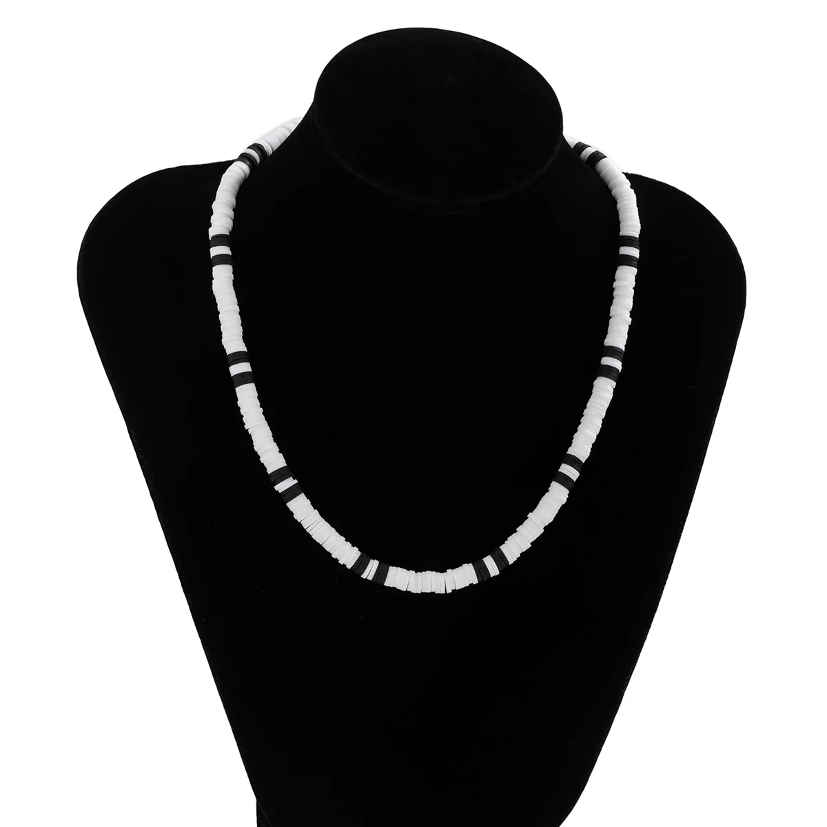 IngeSight.Z White Black Color Soft Clay Beads Choker Necklaces for Women Men Simple Minimalist Collar Necklaces Jewelry Gifts