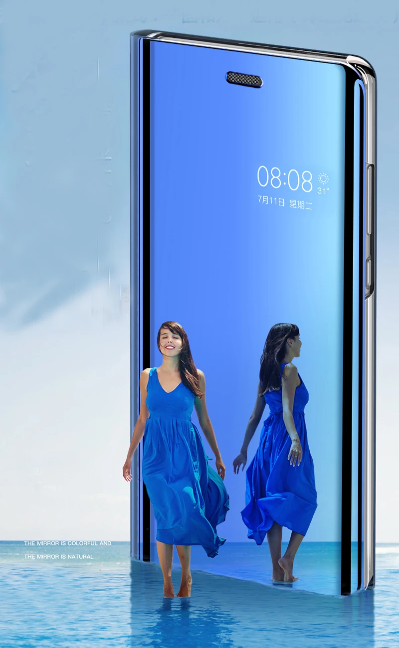 Fashion Smart Mirror Flip Case For Xiaomi Redmi Note 11 10 9 9s 11 Poco X3 8 8T 10s 11T Pro Max 9A 9C Mi 9T 10T Lite Cas_voghion.com
