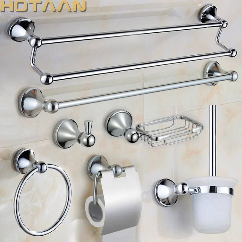 stainless steel Bathroom Accessories Set Robe hook Paper Holder Towel Bar Soap basket 810600T
