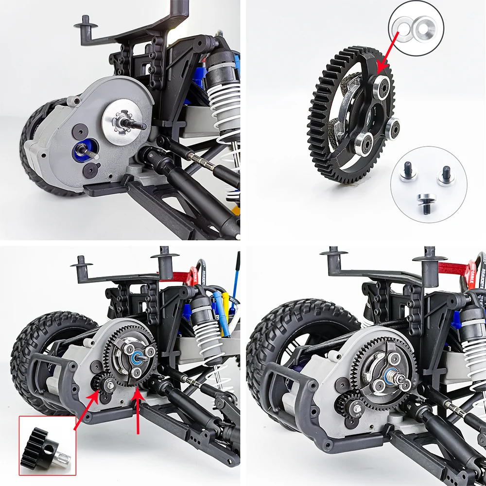 MIBIDAO 0,8M 32P 50T-57T / 48P 86T Stirnradgetriebe für 1/10 Slash 2wd Rustler Stampede Telluride RC Autoteile – Detail 6