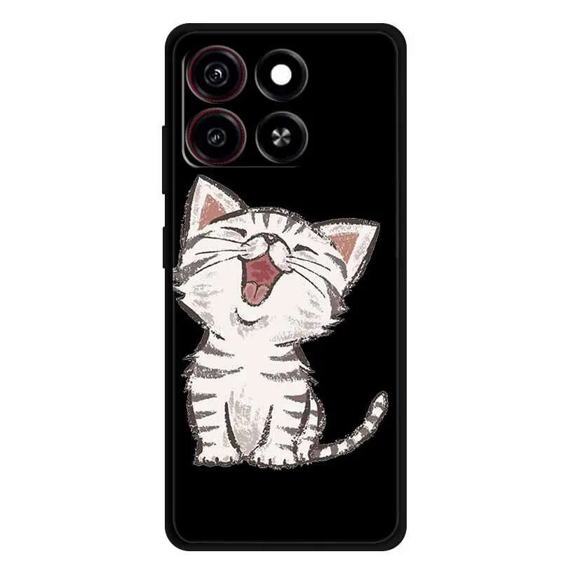 Cute Cartoon Cat Black Silicone Soft Shockproof Phone Case Cover