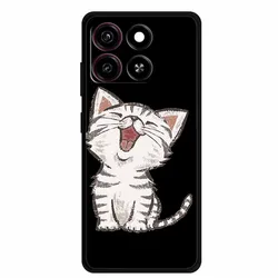 Cute Cartoon Cat Black Silicone Soft Shockproof Phone Case Cover for ZTE Blade A35 (B06.CH.115)