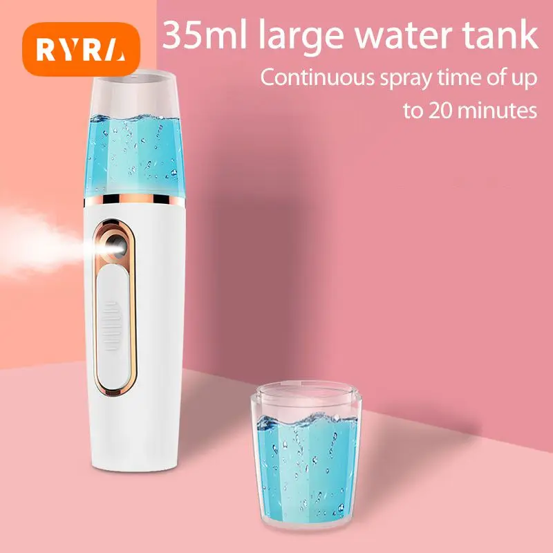 Handheld Cold Spray Water Meter Facial Humidifier USB Charging To Carry At Any Time Spray Steaming Face Beauty Spray White Devic