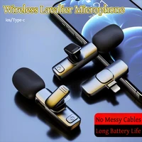 Portable Wireless Lavalier Microphone Audio Video Recording Mini Mic For iPhone Android Live Broadcast Gaming Phone With Receive