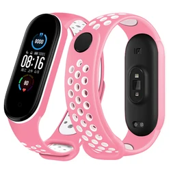 Sport Silicone Strap Bracelet Replacement Wristband for Mi band 3 4 (10 pink-black)