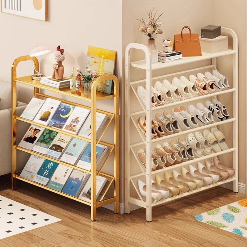 Iron Magazine Rack Floor Standing Wall-Mounted Multi-Layer Bookshelf Living Room Literature Organizer Office Furniture FYMR