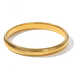Luxurious Waterproof 18K Gold - Plated Stainless Steel Retro Bracelet - 58 - 60mm (Gold 8mm)