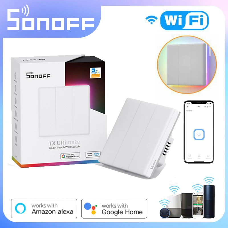 

Умный настенный выключатель SONOFF T5, Wi-Fi, сенсорный экран
