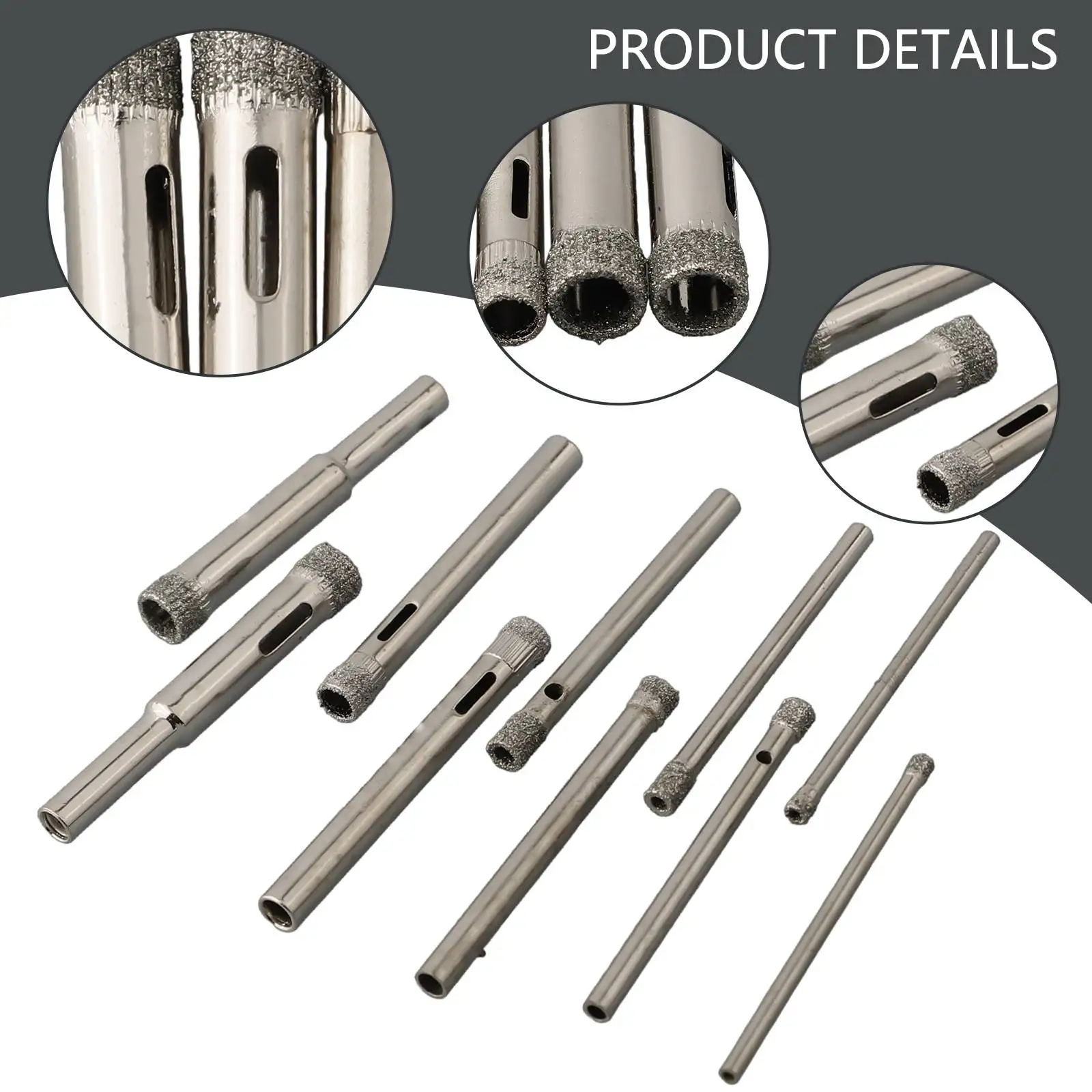 

10pcs/set Diamond drill bit Diamond coated For glass marble ceramic tiles 3/4/5/6/8mm Granite Equipment Useful