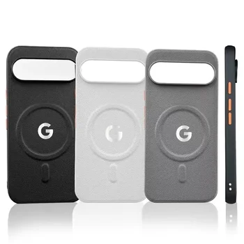 Business Texture Wireless Charging Smooth-Touch PU Leather Case For Google Pixel 10 9 A Pro XL with Alloy Button Anti-Drop Back Cover