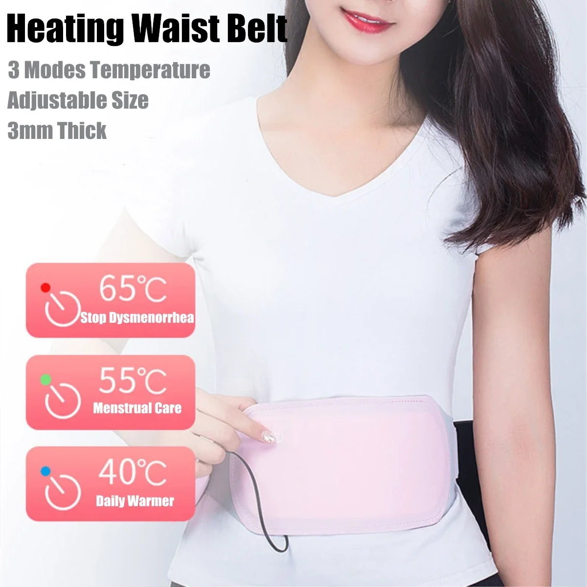USB Electric Heating Waist Belt Pain Relief Warm Uterus Far Infrared Heated Belt Relieve Dysmenorrhea Female Body Heater Belt