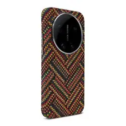 Premium Carbon Fiber Kevlar Phone Case with Magnetic Wireless Charging Compatibility for Xiaomi 17 Ultra (Pattern 2)